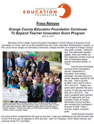 Press Release Teacher Innovation Grant Awards 2014